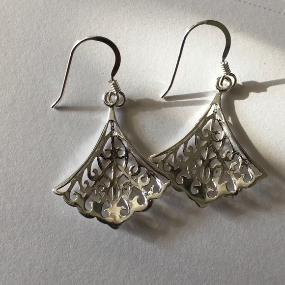 Sterling Silver Fan Earrings - Picture 4 of 4